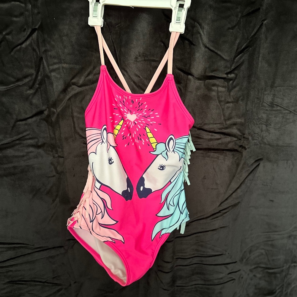 Cat and Jack girls one piece pink swimsuit, size 7/8